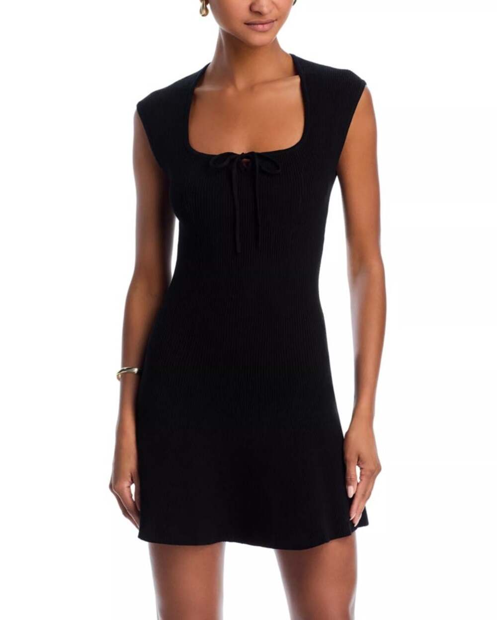French Connection Women Black Viscose Rib Knit Cozy Soft Mini Dress Size XL